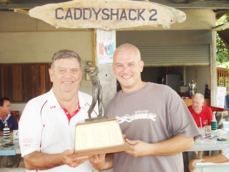 Golfer of the month Bobby Clark (left) with runner-up Arnold van de Graaf.
